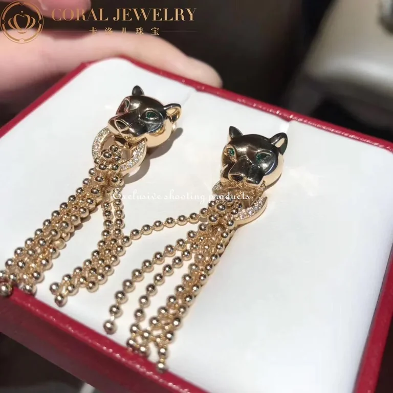 Cartier N8515072 Panthère de Cartier Earrings Yellow Gold Tsavorite Diamonds 2
