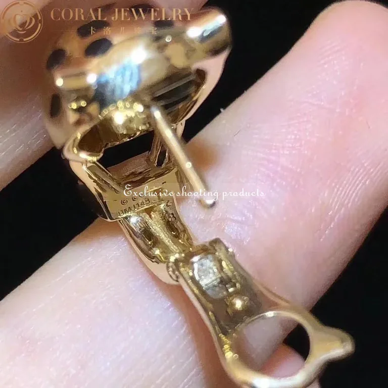 Cartier Panthère de B8044700 Cartier Earrings Yellow Gold Black Lacquer Tsavorite Diamonds 15