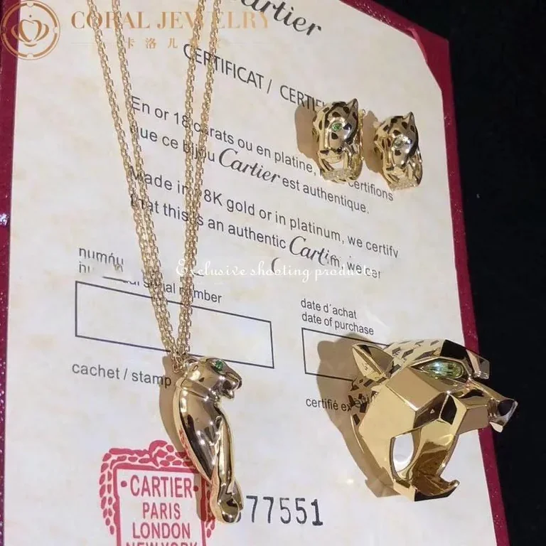 Cartier Panthère de B8044700 Cartier Earrings Yellow Gold Black Lacquer Tsavorite Diamonds 12