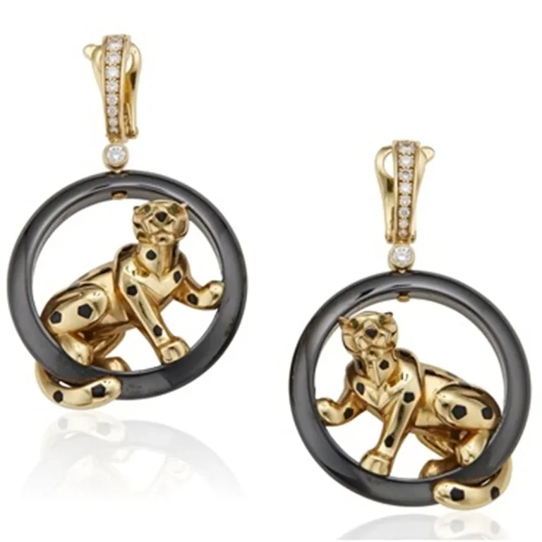 Cartier Panthère de N8504200 Cartier Earrings Yellow Gold Diamond Onyx Ceramic 3