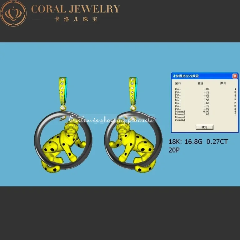 Cartier Panthère de N8504200 Cartier Earrings Yellow Gold Diamond Onyx Ceramic 5