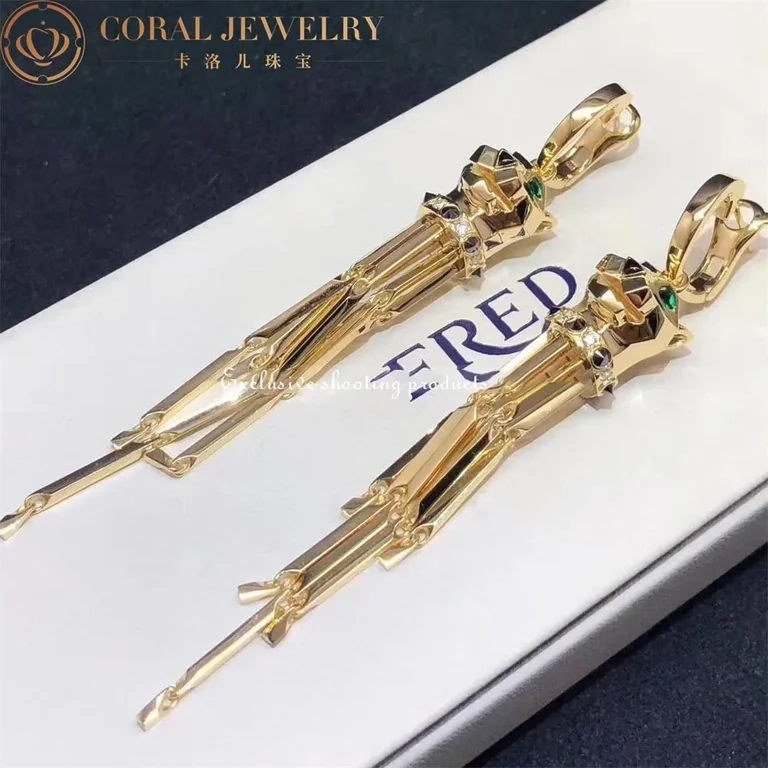 Cartier Panthère de N8041500 Cartier Earrings Yellow Gold Onyx Tsavorite Diamonds 7