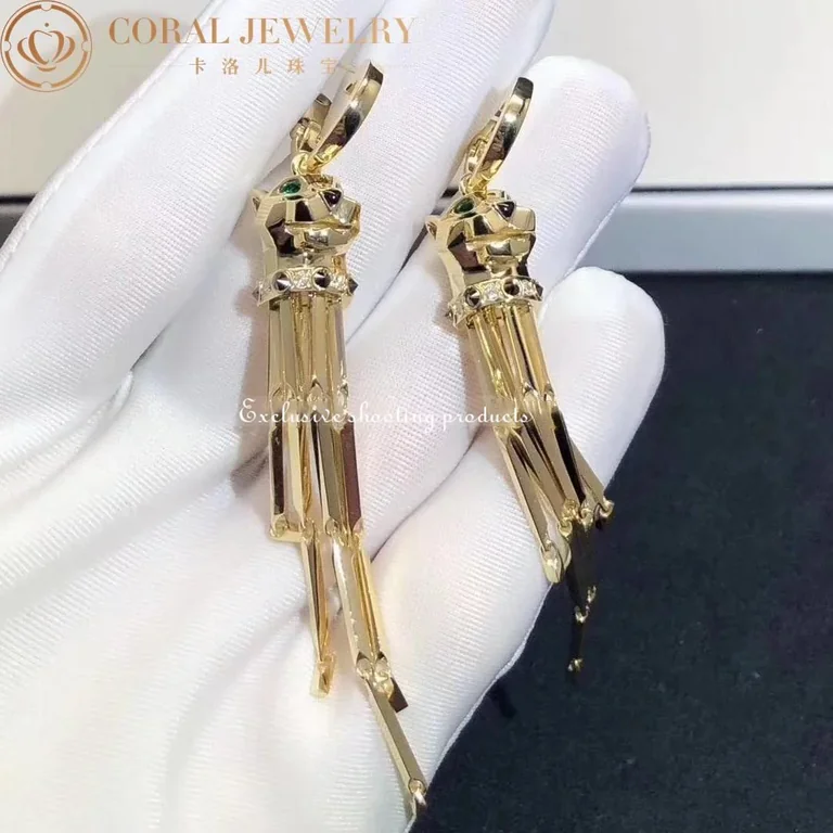 Cartier Panthère de N8041500 Cartier Earrings Yellow Gold Onyx Tsavorite Diamonds 6