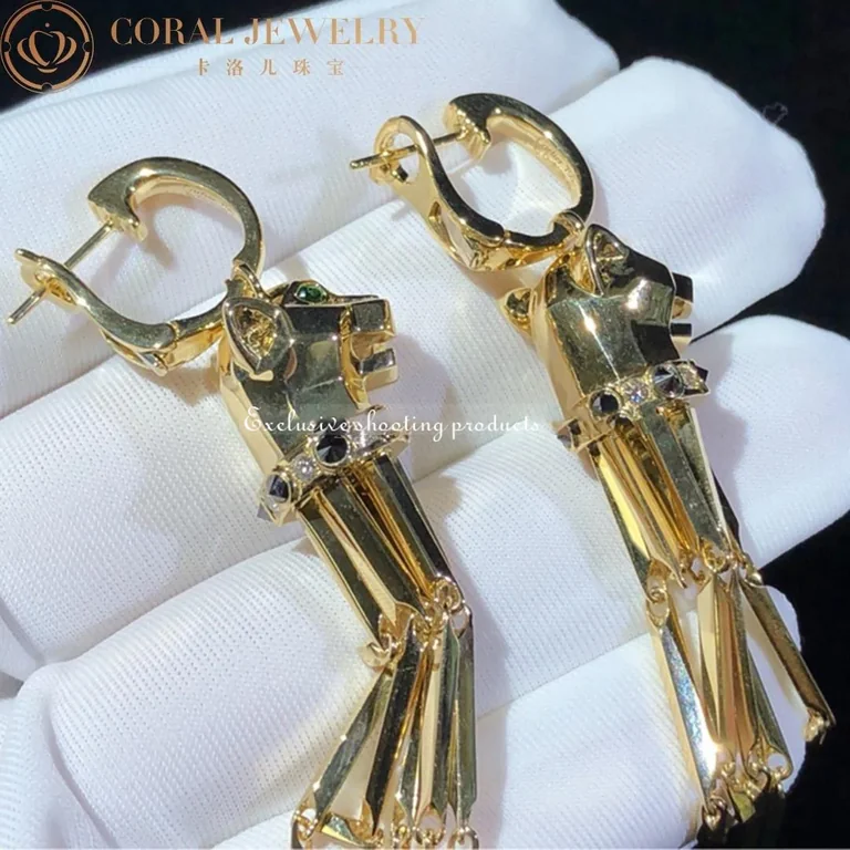 Cartier Panthère de N8041500 Cartier Earrings Yellow Gold Onyx Tsavorite Diamonds 4