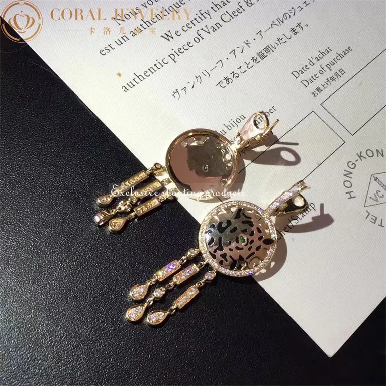 Cartier Panthère de Cartier Earrings Yellow Gold Diamond Tsavorite Lacquer Earring 3