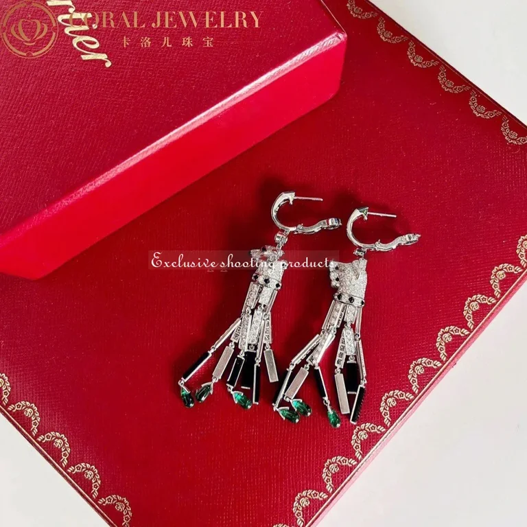 Cartier HP800976 Panthère de Cartier Earrings White Gold Onyx Emeralds and Diamonds 8