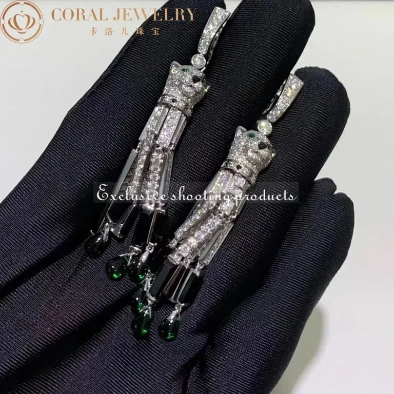 Cartier HP800976 Panthère de Cartier Earrings White Gold Onyx Emeralds and Diamonds 6