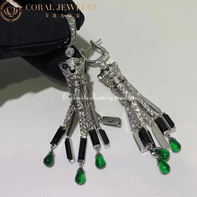 Cartier HP800976 Panthère de Cartier Earrings White Gold Onyx Emeralds and Diamonds 4