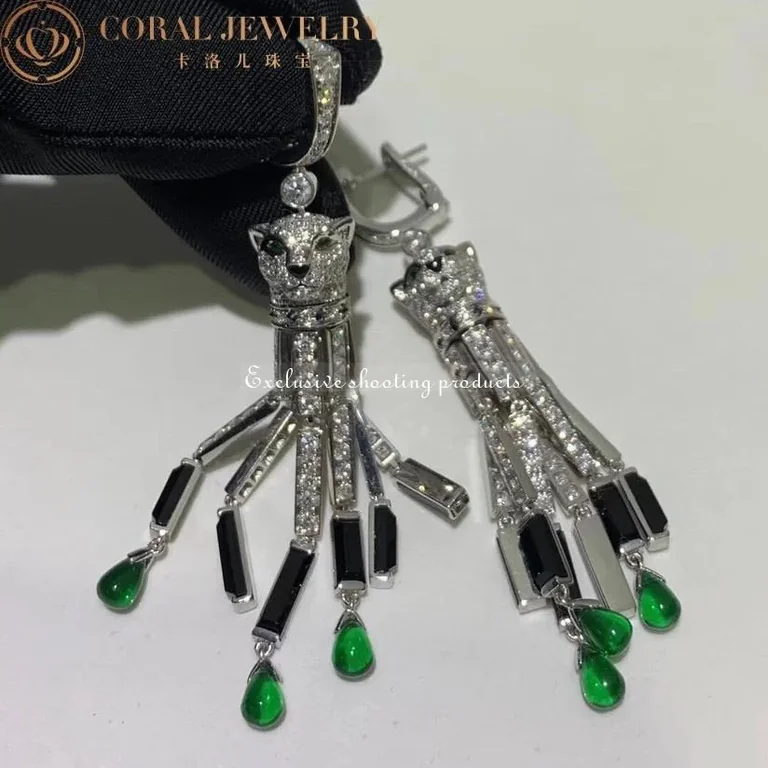 Cartier HP800976 Panthère de Cartier Earrings White Gold Onyx Emeralds and Diamonds 2