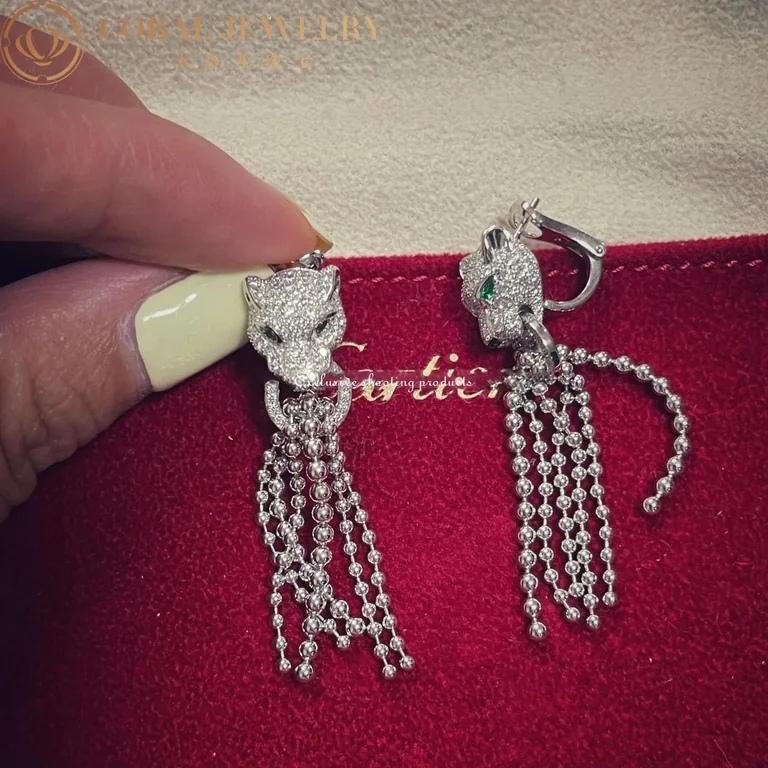 Cartier N8515073 Panthère de Cartier Earrings White Gold Emeralds Onyx Diamonds 7