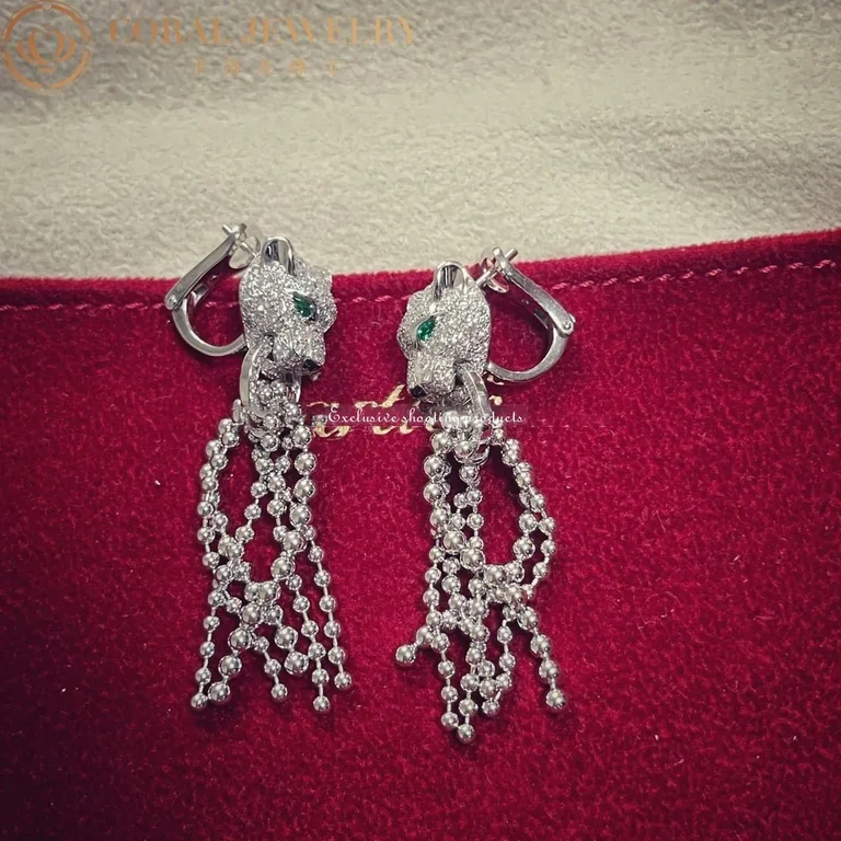 Cartier N8515073 Panthère de Cartier Earrings White Gold Emeralds Onyx Diamonds 6