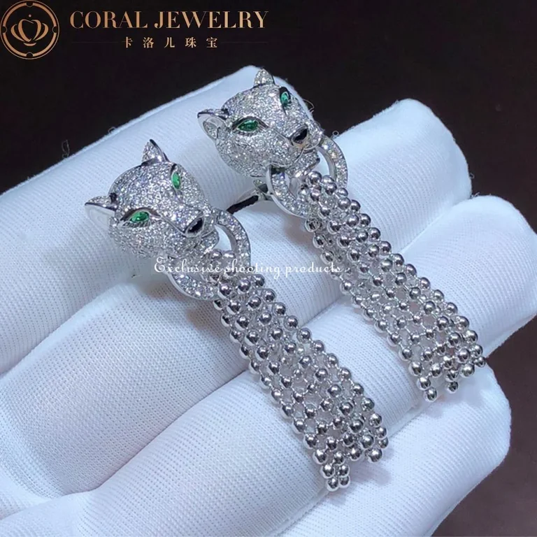 Cartier N8515073 Panthère de Cartier Earrings White Gold Emeralds Onyx Diamonds 5