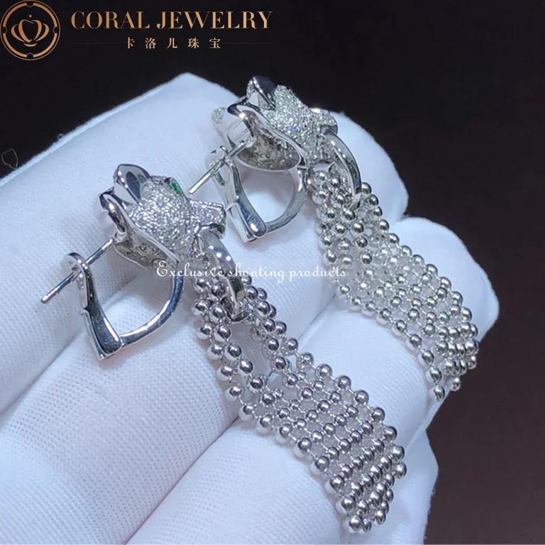 Cartier N8515073 Panthère de Cartier Earrings White Gold Emeralds Onyx Diamonds 4