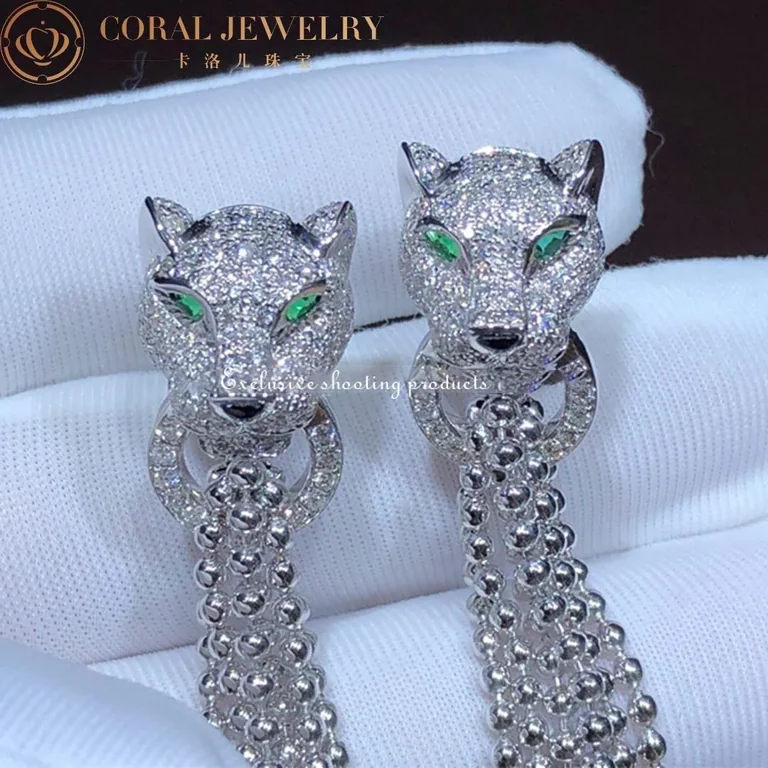 Cartier N8515073 Panthère de Cartier Earrings White Gold Emeralds Onyx Diamonds 3