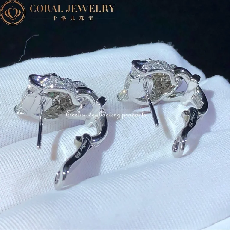 Cartier N8503200 Panthère de Cartier Earrings White Gold Emeralds Onyx Diamonds 8