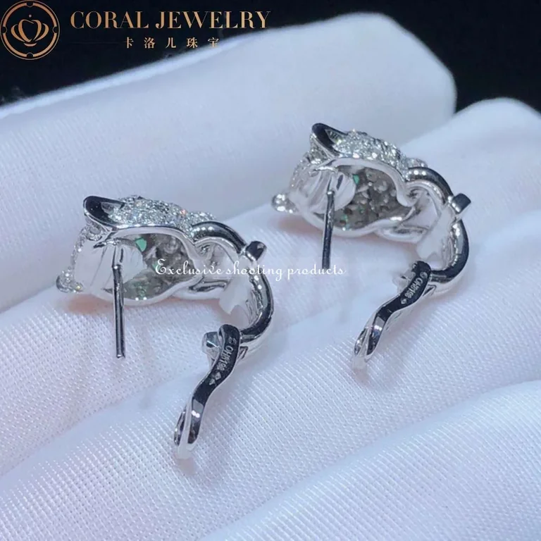 Cartier N8503200 Panthère de Cartier Earrings White Gold Emeralds Onyx Diamonds 4