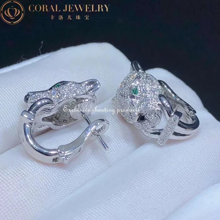 Cartier N8503200 Panthère de Cartier Earrings White Gold Emeralds Onyx Diamonds 3