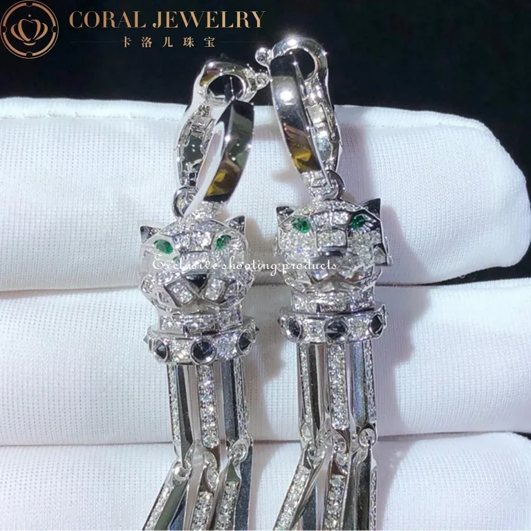 Cartier N8045900 Panthère de Cartier Earrings White Gold Emeralds Onyx Diamonds 7
