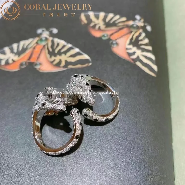 Cartier H8000330 Panthère de Cartier Earrings White Gold Emeralds Onyx Diamonds 15