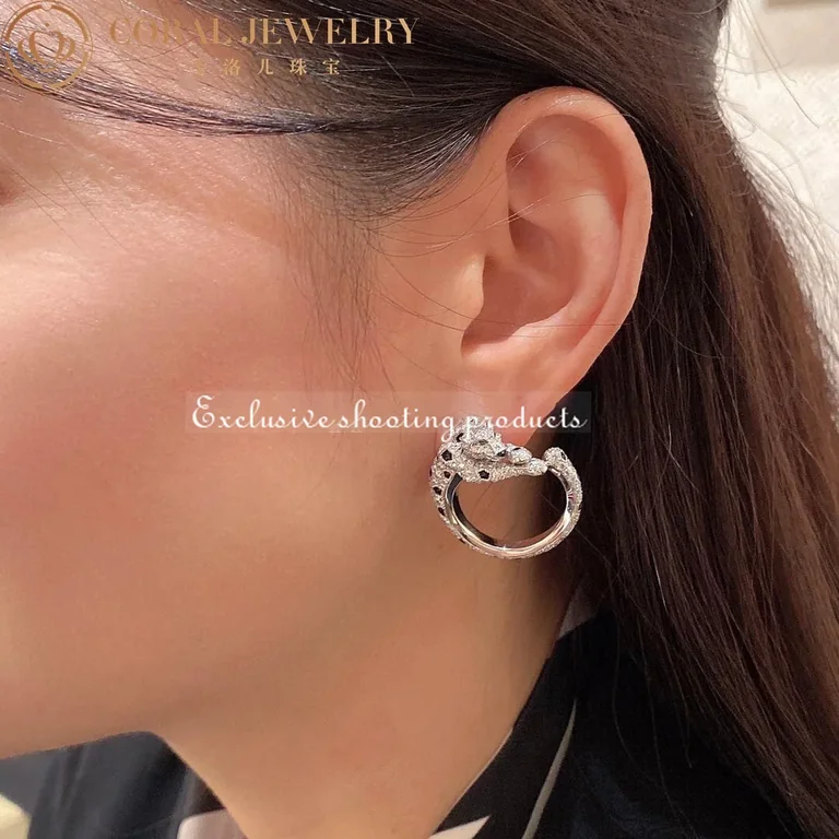 Cartier H8000330 Panthère de Cartier Earrings White Gold Emeralds Onyx Diamonds 12
