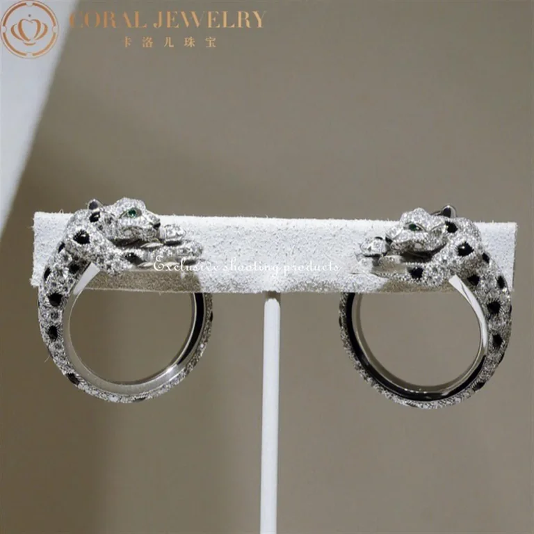 Cartier H8000330 Panthère de Cartier Earrings White Gold Emeralds Onyx Diamonds 11