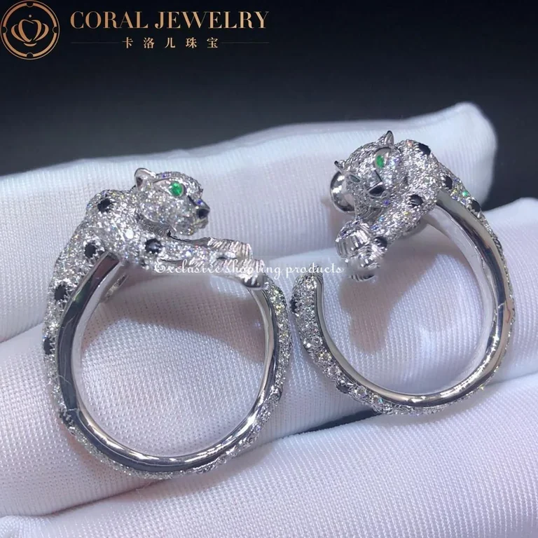 Cartier H8000330 Panthère de Cartier Earrings White Gold Emeralds Onyx Diamonds 5