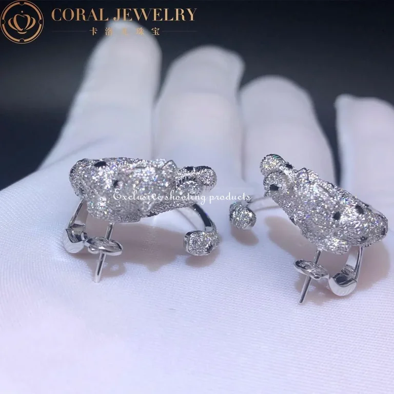 Cartier H8000330 Panthère de Cartier Earrings White Gold Emeralds Onyx Diamonds 3