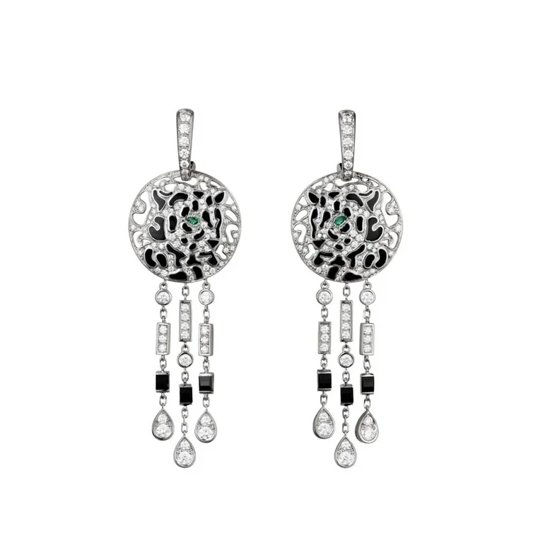 Cartier N8048000 Panthère de Cartier Earrings White Gold Emerald Onyx Diamonds 1