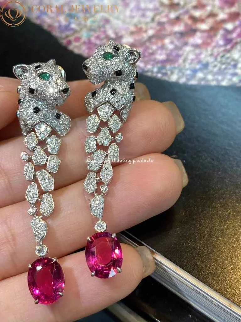 Cartier HP800671-1 Panthère de Cartier Earrings White Gold Diamonds Onyx Emeralds Ruby 5