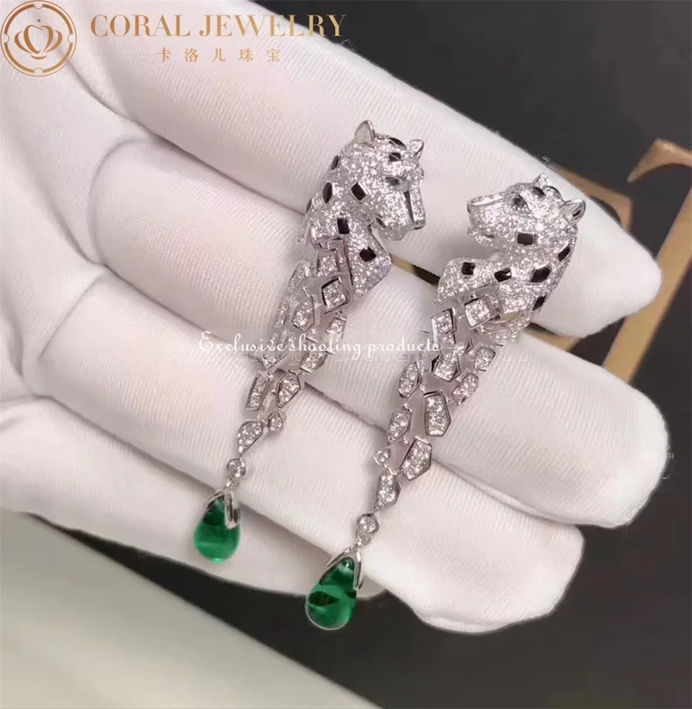 Cartier HP800671 Panthère de Cartier Earrings White Gold Diamonds Onyx Emeralds 8