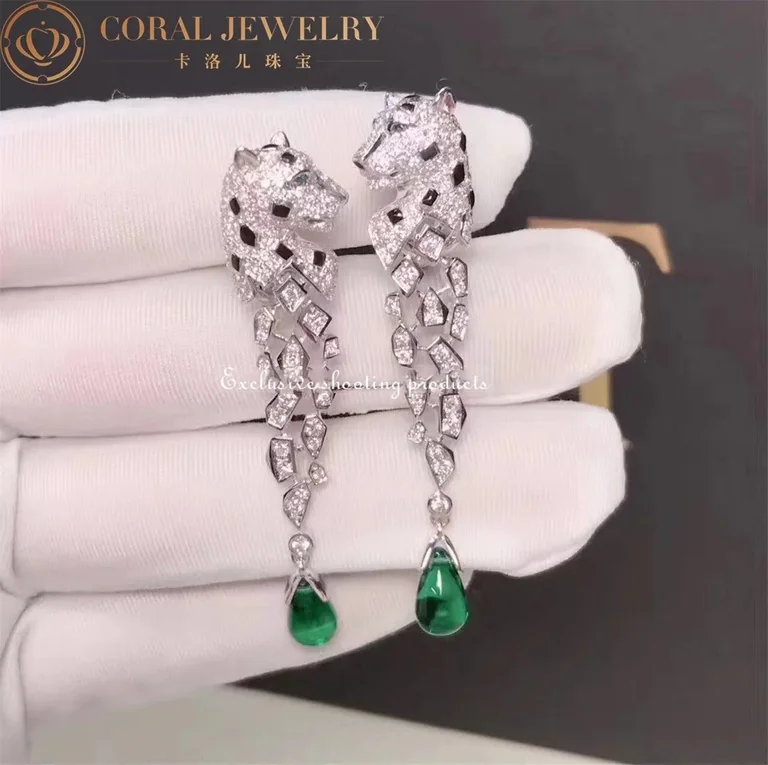Cartier HP800671 Panthère de Cartier Earrings White Gold Diamonds Onyx Emeralds 7