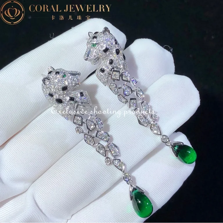 Cartier HP800671 Panthère de Cartier Earrings White Gold Diamonds Onyx Emeralds 6
