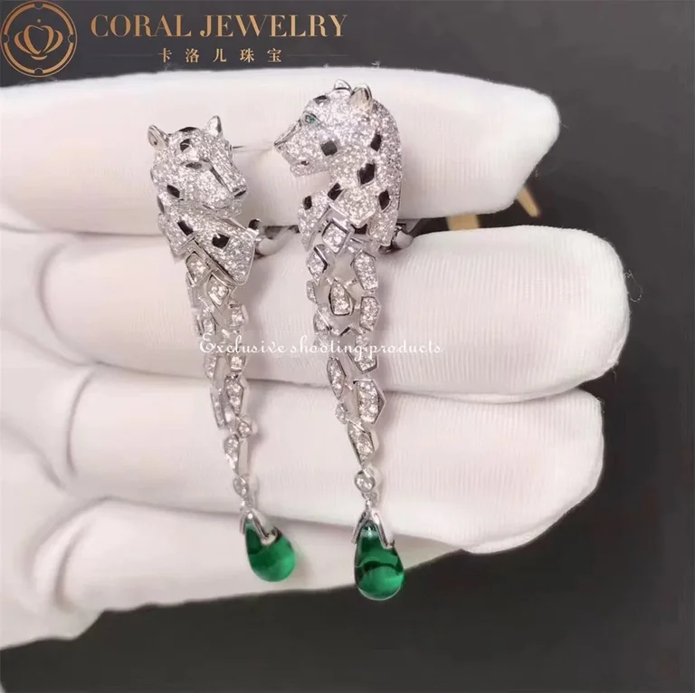 Cartier HP800671 Panthère de Cartier Earrings White Gold Diamonds Onyx Emeralds 5
