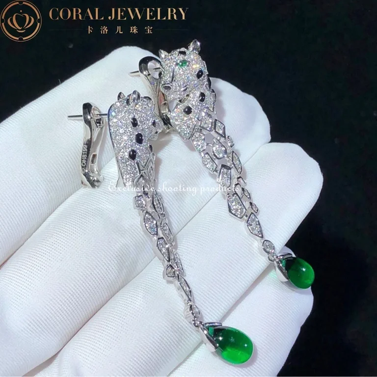 Cartier HP800671 Panthère de Cartier Earrings White Gold Diamonds Onyx Emeralds 4
