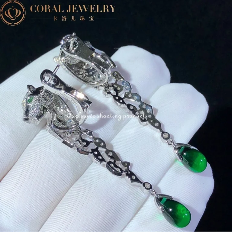 Cartier HP800671 Panthère de Cartier Earrings White Gold Diamonds Onyx Emeralds 2