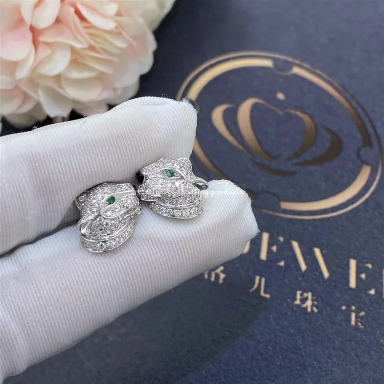Cartier N8050700 Panthère de Cartier Earrings White Gold Diamonds Emeralds Onyx 7