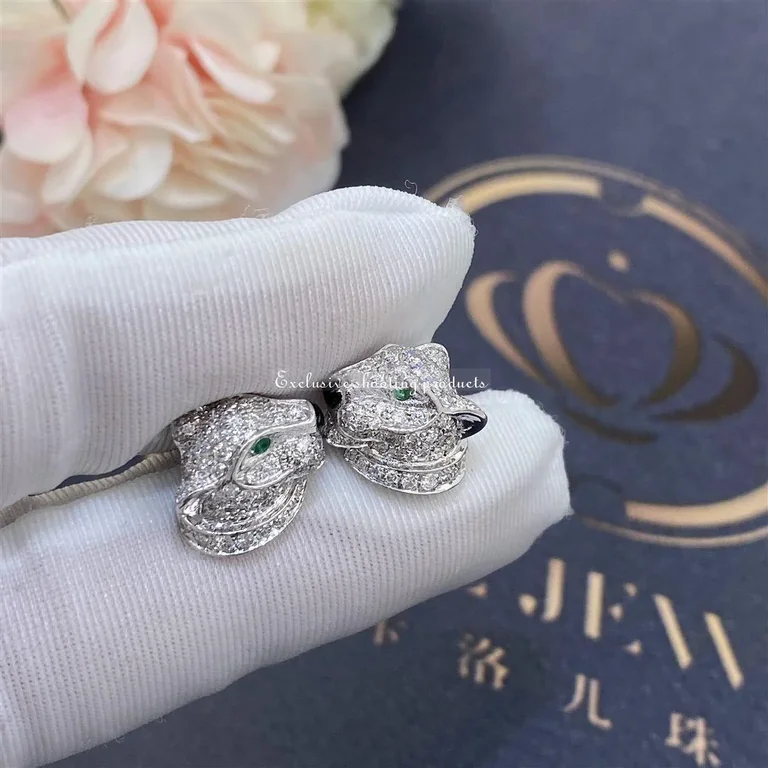 Cartier N8050700 Panthère de Cartier Earrings White Gold Diamonds Emeralds Onyx 6
