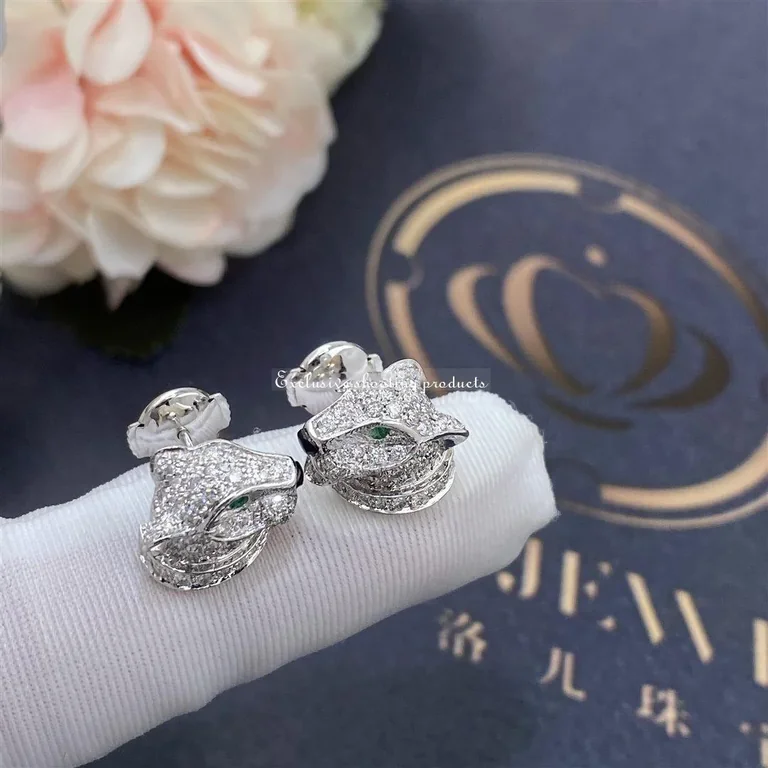 Cartier N8050700 Panthère de Cartier Earrings White Gold Diamonds Emeralds Onyx 5
