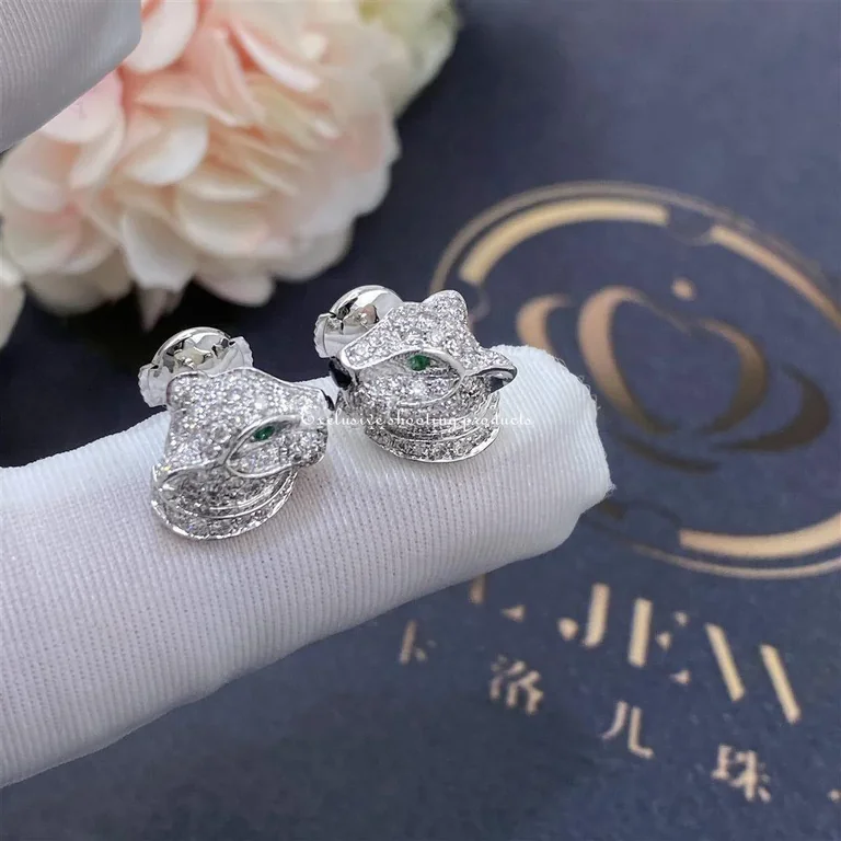 Cartier N8050700 Panthère de Cartier Earrings White Gold Diamonds Emeralds Onyx 4