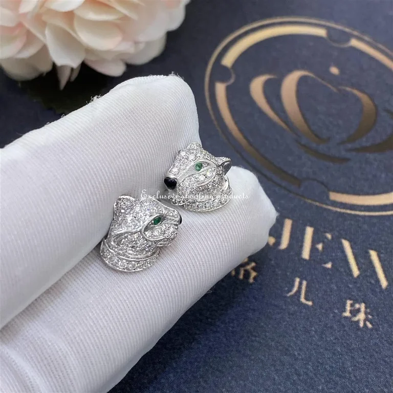 Cartier N8050700 Panthère de Cartier Earrings White Gold Diamonds Emeralds Onyx 2