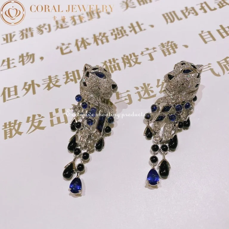 Cartier Panthère de H8000657 Cartier Earrings White Gold Diamonds Emeralds Sapphires 8
