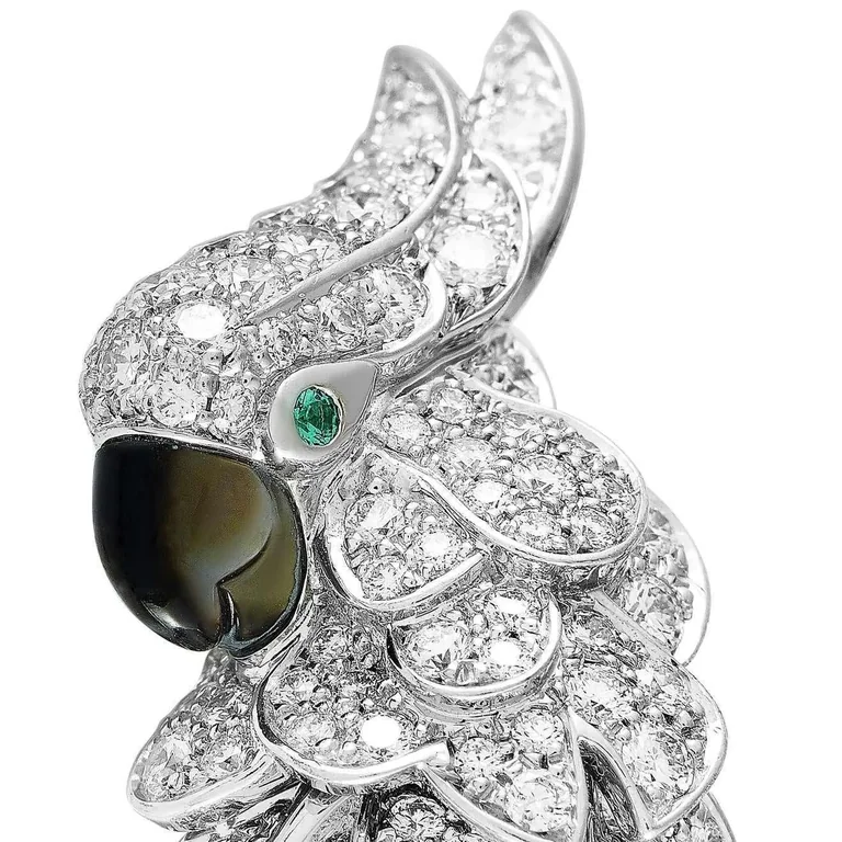 Cartier Les Oiseaux Libérés H8000125 Earrings White Gold Emeralds Sapphires Mother-of-pearl Diamonds 10