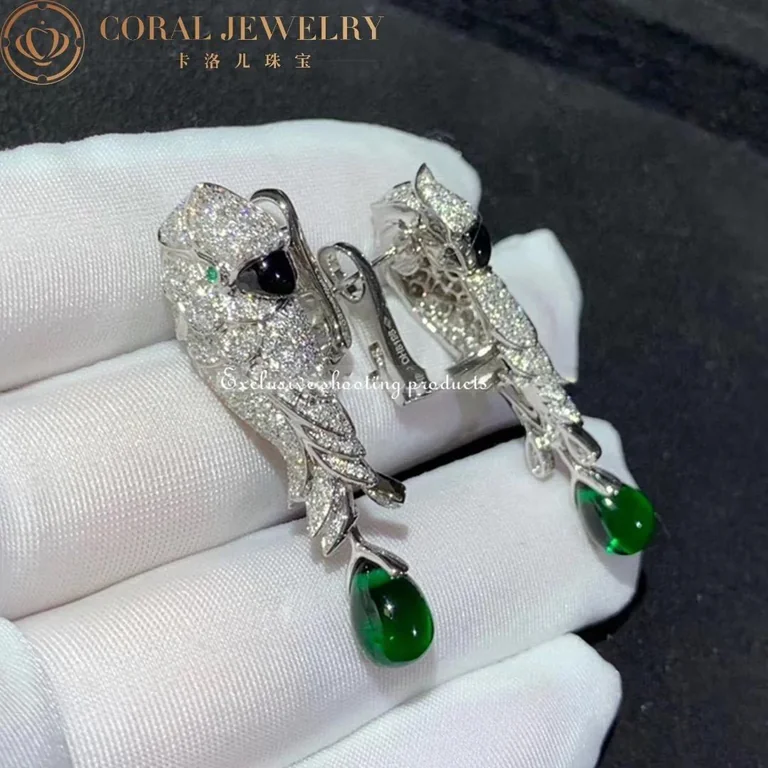 Cartier Les Oiseaux Libérés H8000125 Earrings White Gold Emeralds Sapphires Mother-of-pearl Diamonds 4