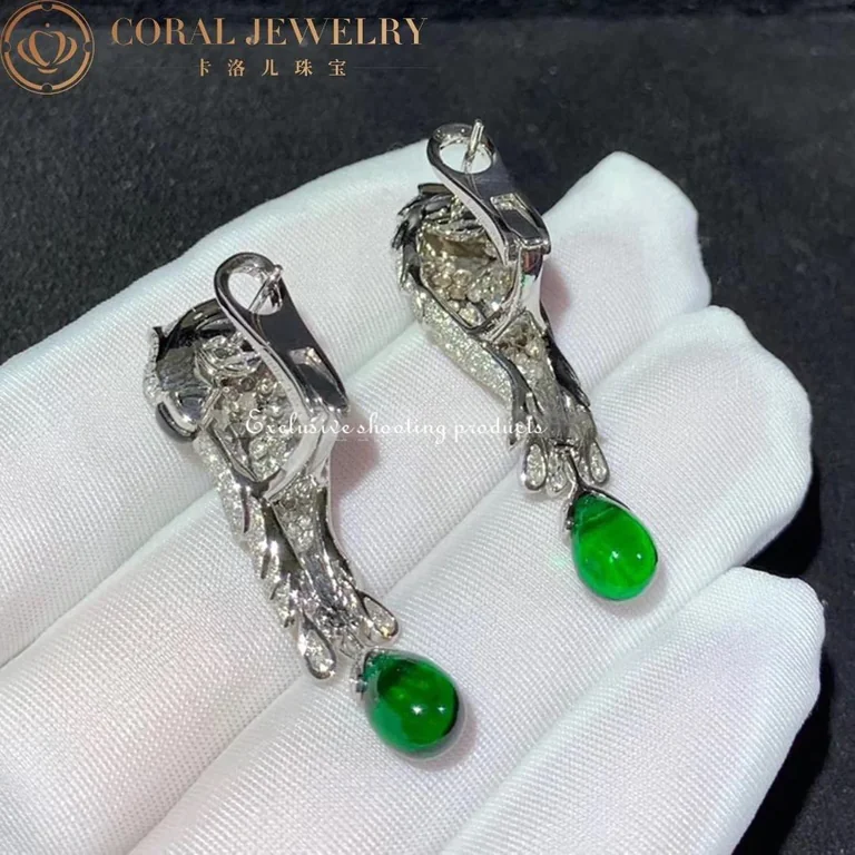 Cartier Les Oiseaux Libérés H8000125 Earrings White Gold Emeralds Sapphires Mother-of-pearl Diamonds 2