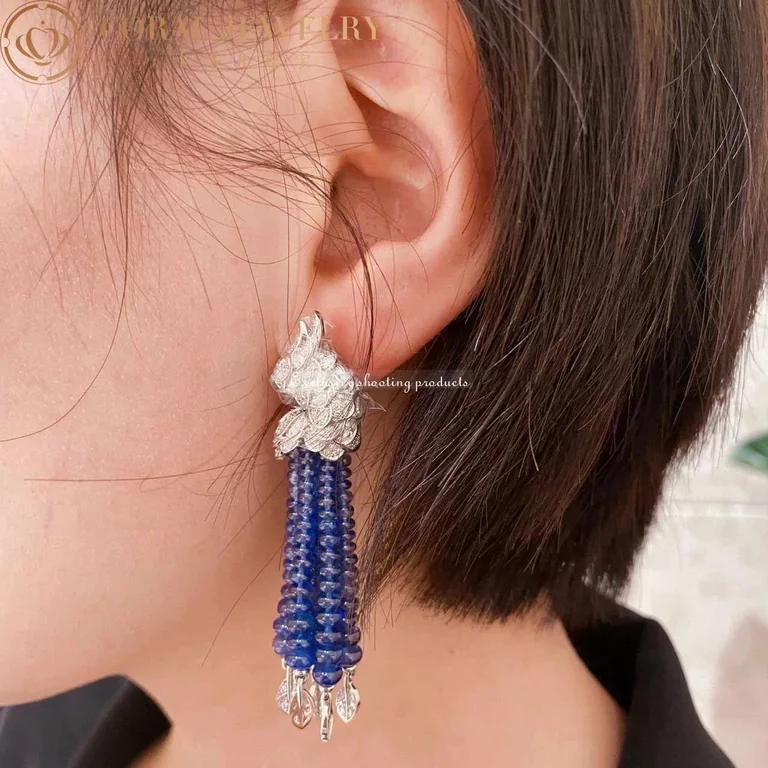 Cartier Les Oiseaux Libérés H8000128 Earrings White Gold Emeralds Sapphire Diamonds 10