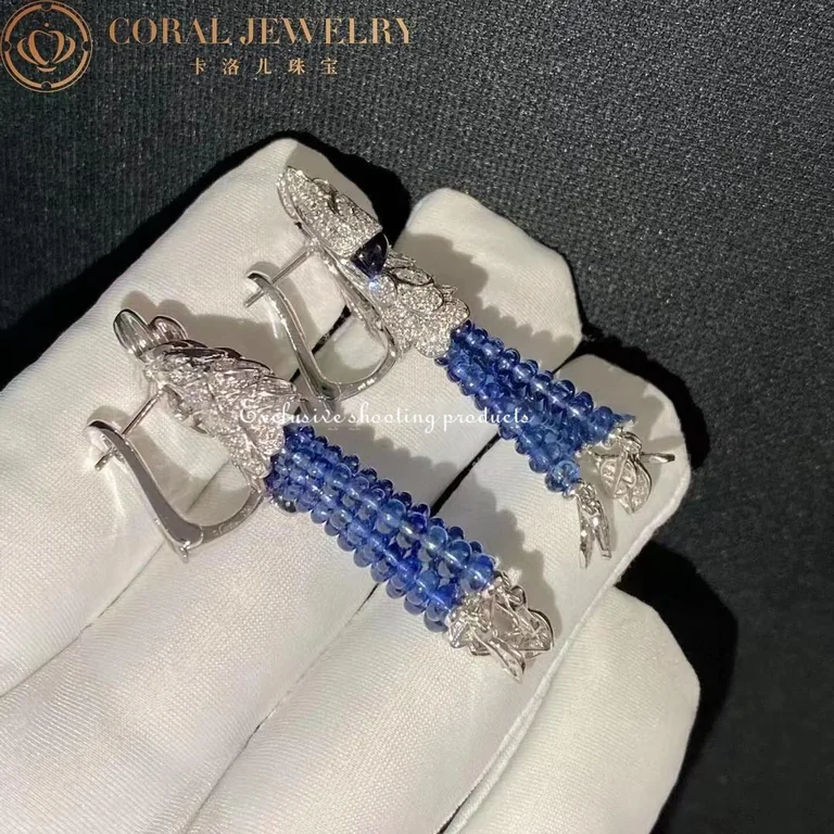 Cartier Les Oiseaux Libérés H8000128 Earrings White Gold Emeralds Sapphire Diamonds 8