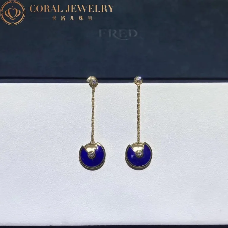 Cartier Earrings Amulette De Cartier Lapis Lazuli Diamond Yellow Gold Earrings 3