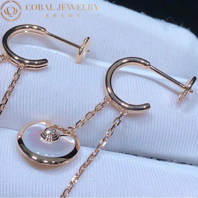 Cartier Amulette de B8301251 Cartier Earrings XS Diamond Onyx Mother of Pearl 18K Rose Gold 5