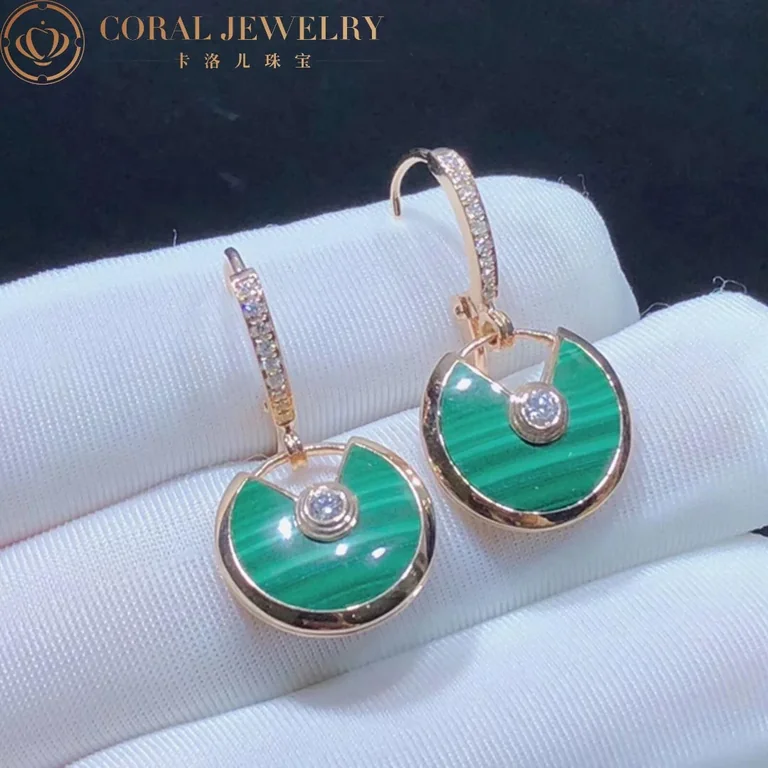 Cartier Amulette De B8301221-1 Cartier Earrings Malachite Rose Gold 6