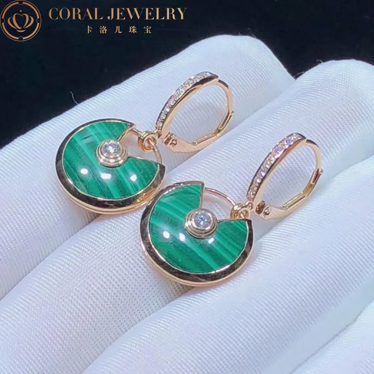 Cartier Amulette De B8301221-1 Cartier Earrings Malachite Rose Gold 5